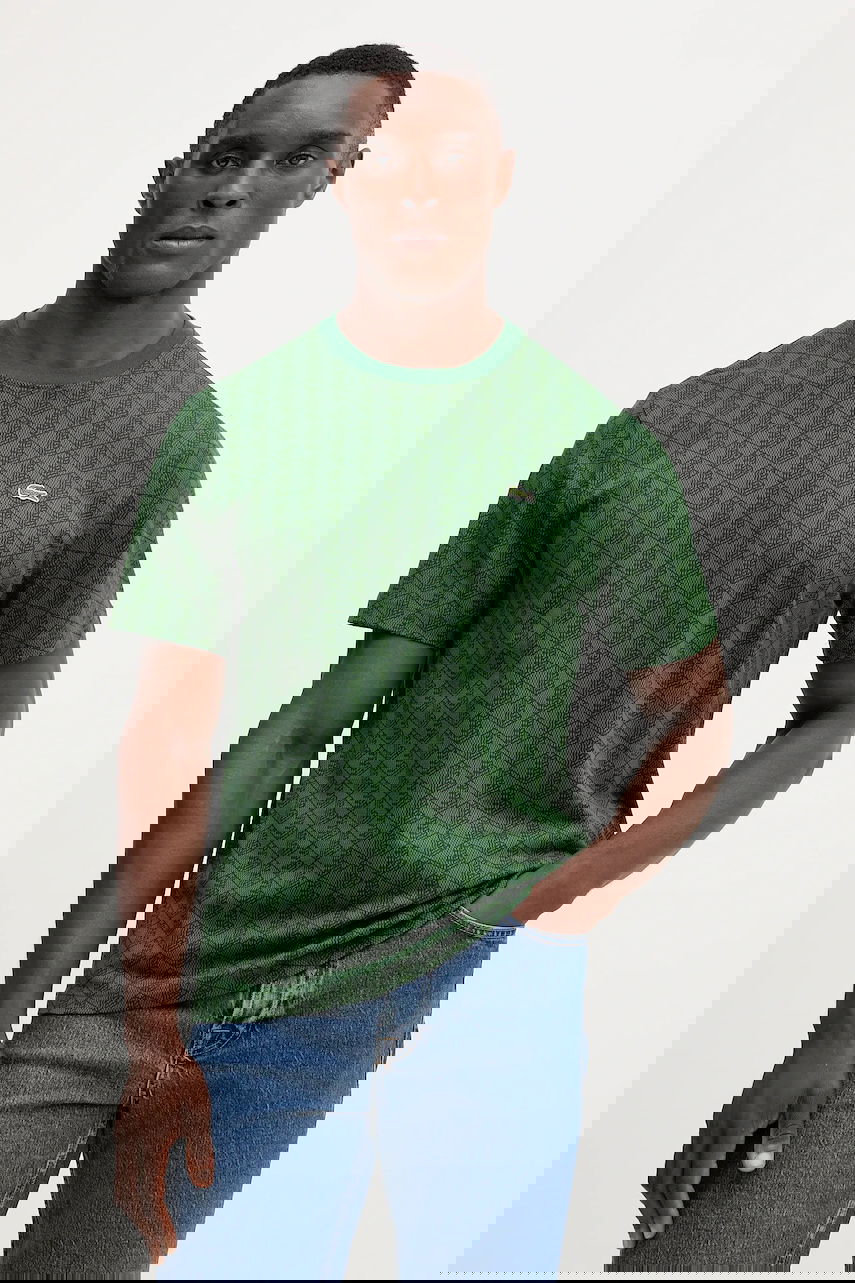Тениска Lacoste Monogram Pattern Crew Neck T-Shirt Зелено | TH5902, 0