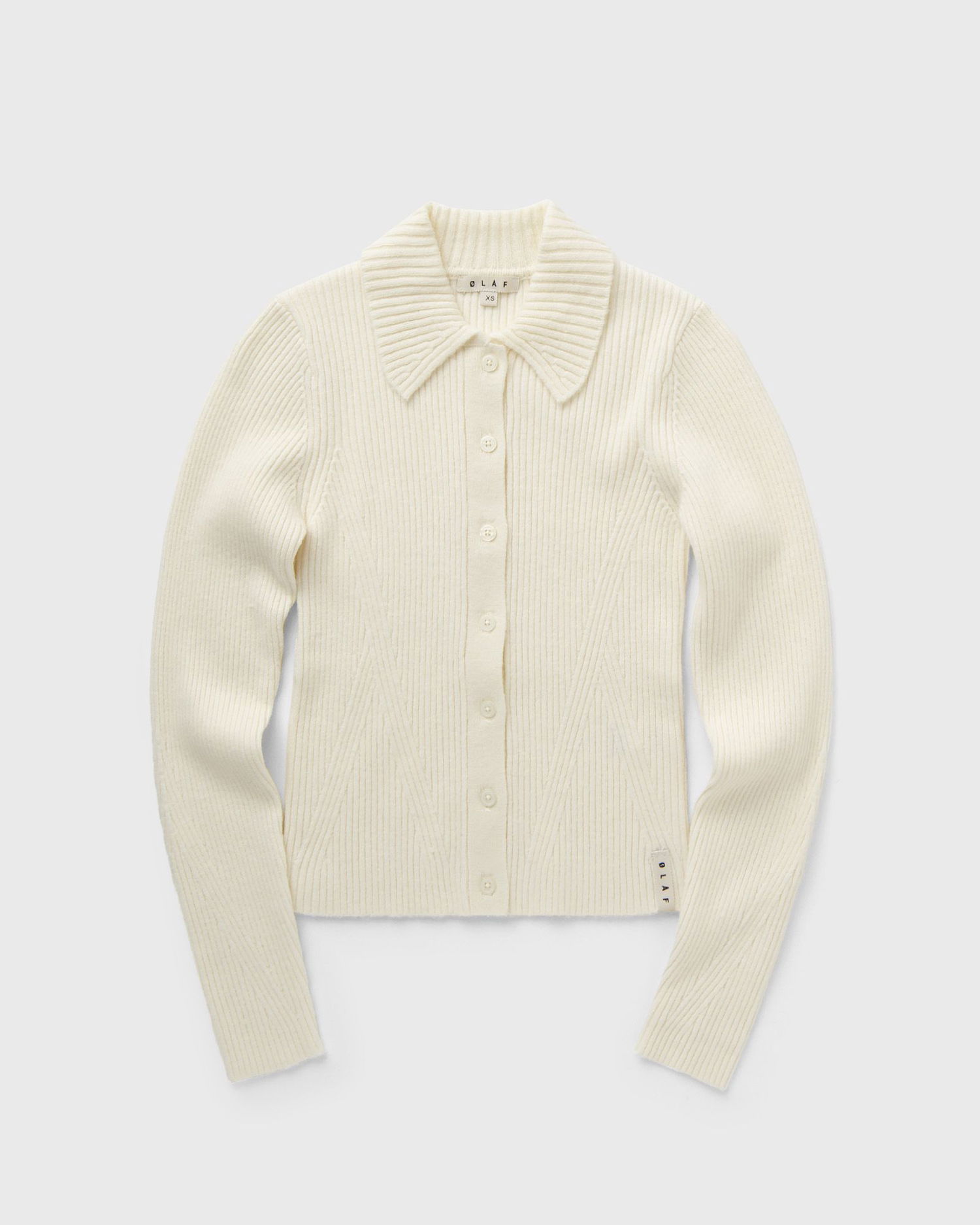 Пуловер ØLÅF Merino Ribbed Knit Cardigan Sweater Бяло | W180702-OFF-WHITE, 0