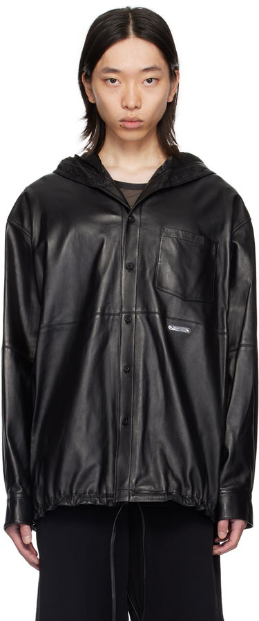 Яке Helmut Lang Hooded Leather Shirt Jacket Черно | O05HM595, 0
