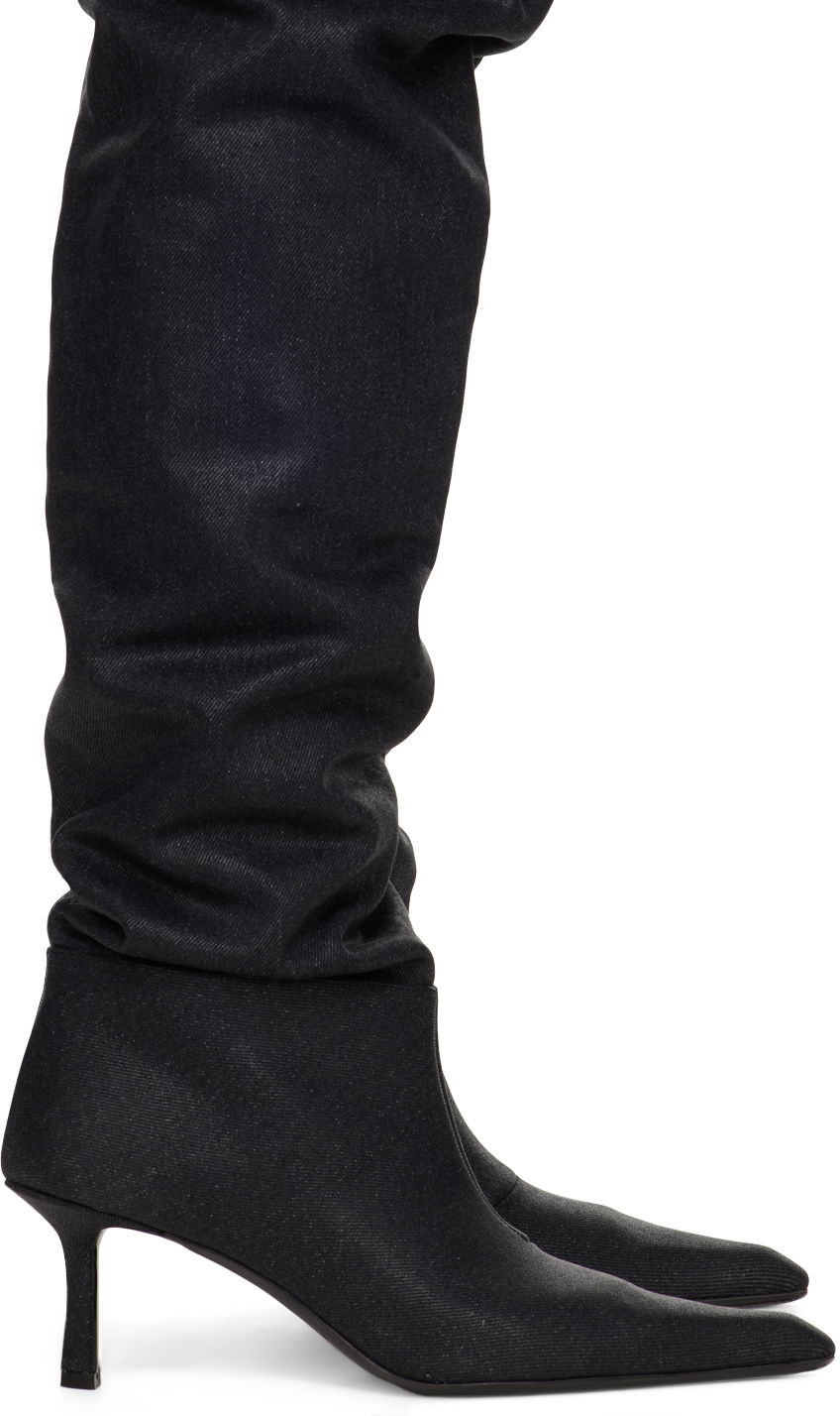Кецове и обувки Alexander Wang Alexander Wang Viola Denim Slouch Kitten Heel Boots Черно | 30223B025, 0