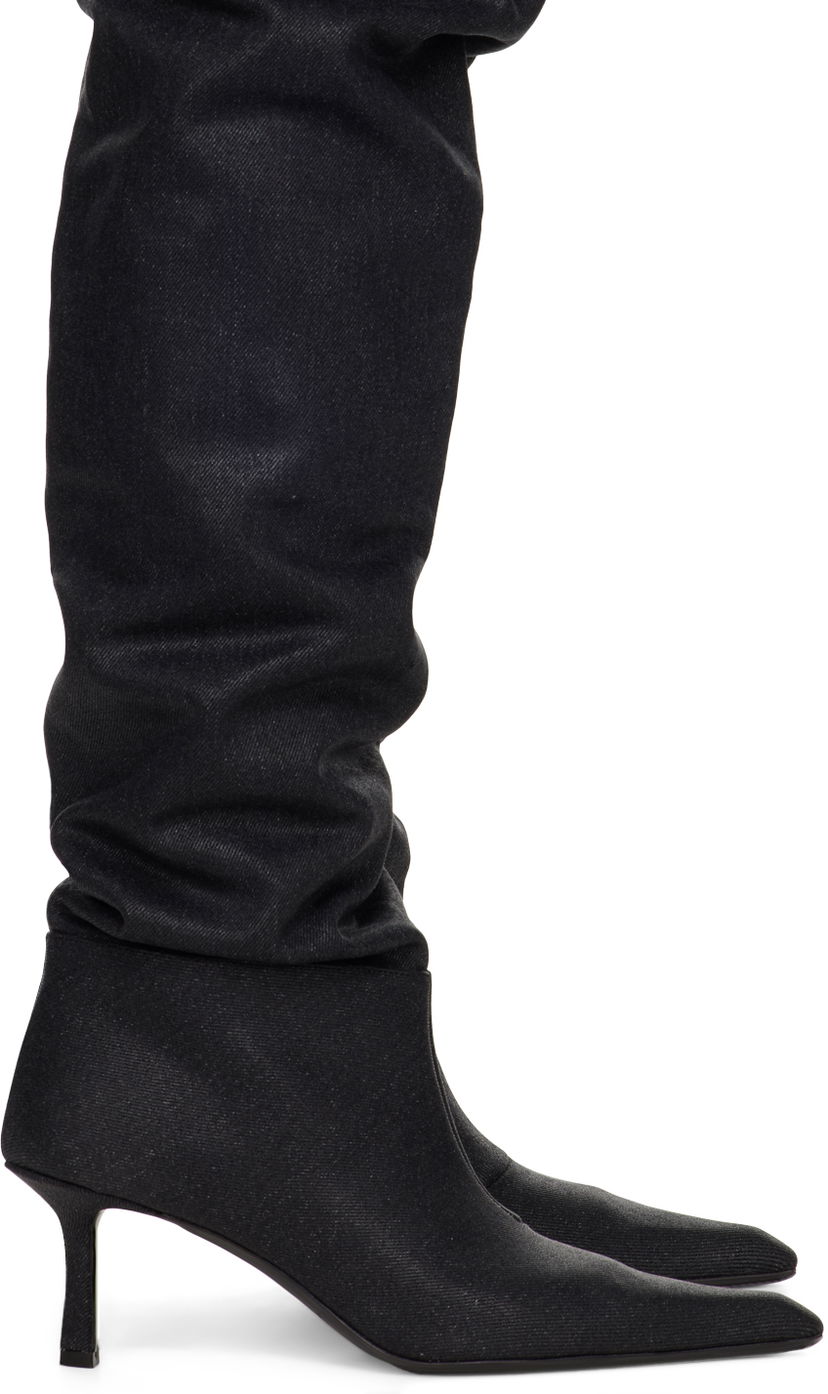 Кецове и обувки Alexander Wang Alexander Wang Viola Denim Slouch Kitten Heel Boots Черно | 30223B025