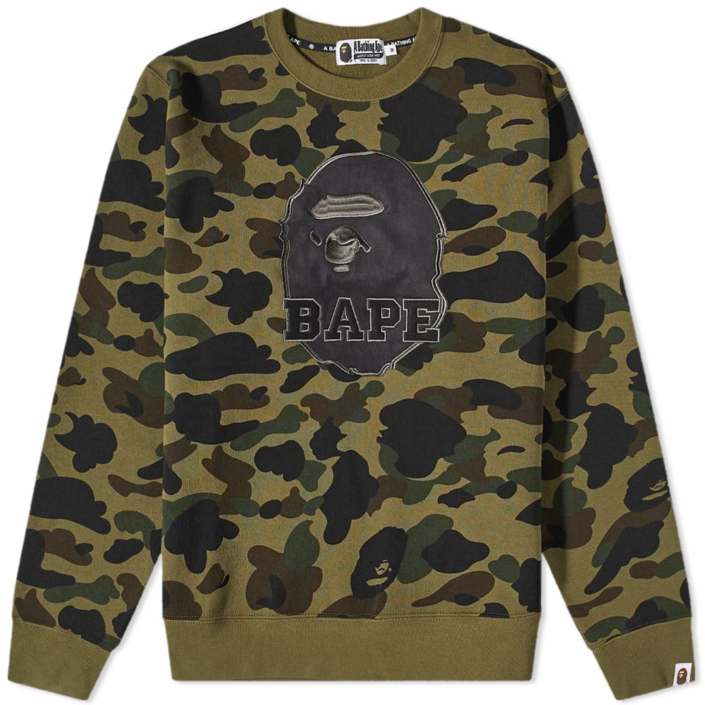 Суитчър BAPE A Bathing Ape 1st Camo Crew Sweat Зелено | 001SWI801010M-GRN, 0
