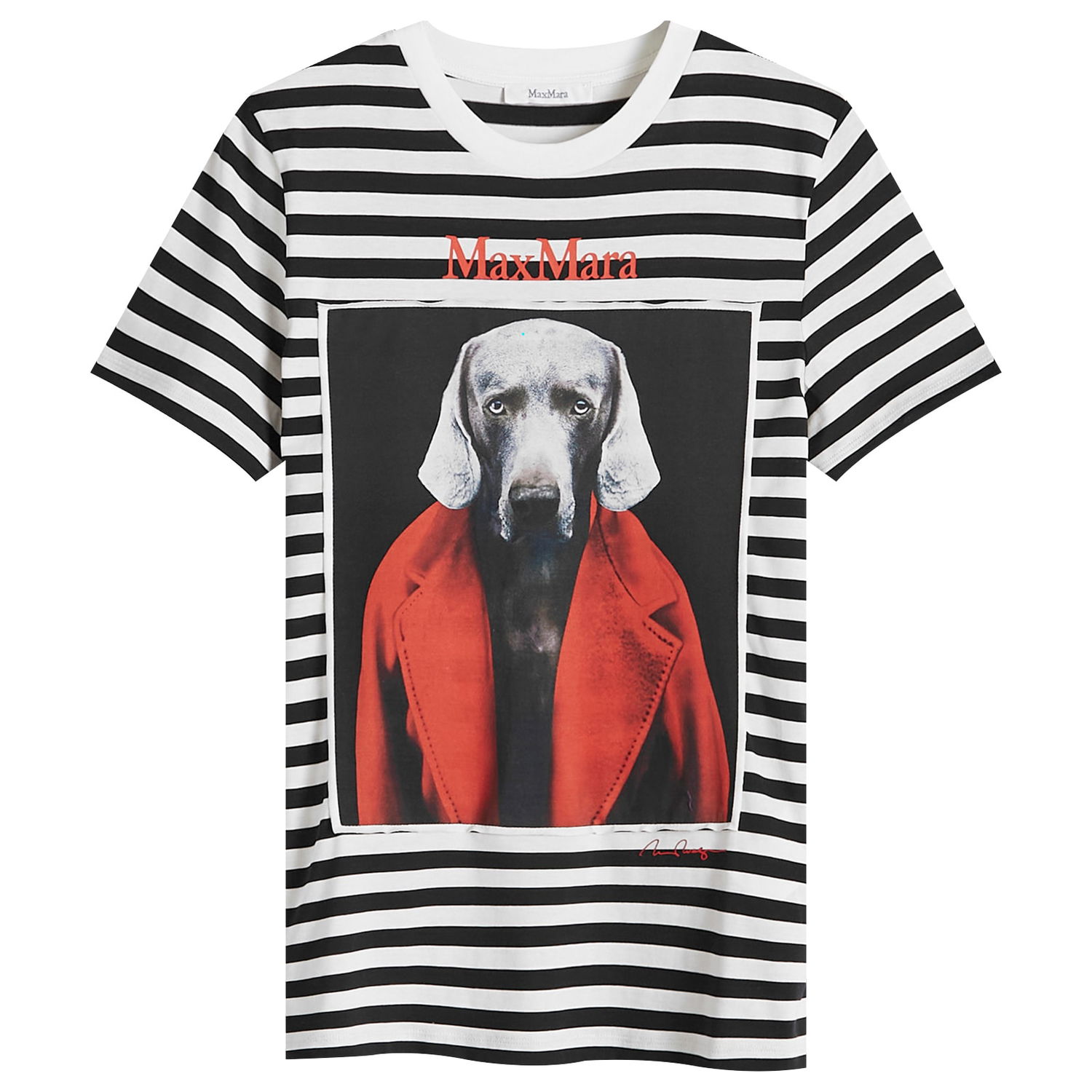 Тениска Max Mara Striped T-Shirt With Dog Print Бяло | 2421946081600-003, 1