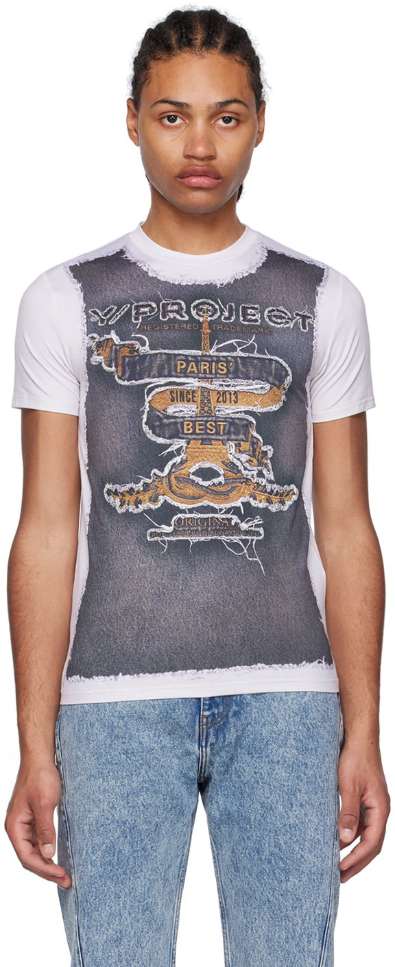 Тениска Y/PROJECT 'Paris' Best' Graphic T-Shirt Бяло | TS77-S24, 0