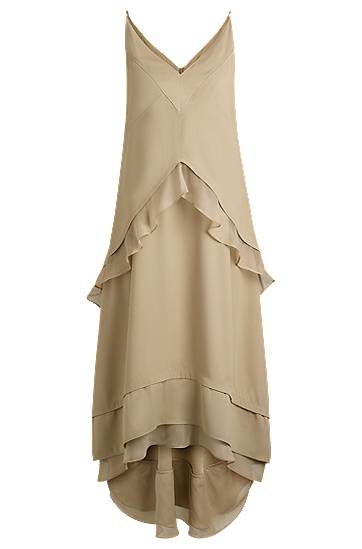 Pокля BOSS Layered Satin Dress with Silk Inserts Бежово | 50542856, 0