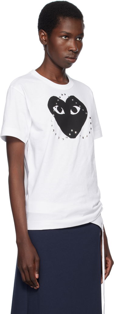 Тениска Comme des Garçons PLAY Stud Print Heart T-Shirt Бяло | AX-T804-051, 1