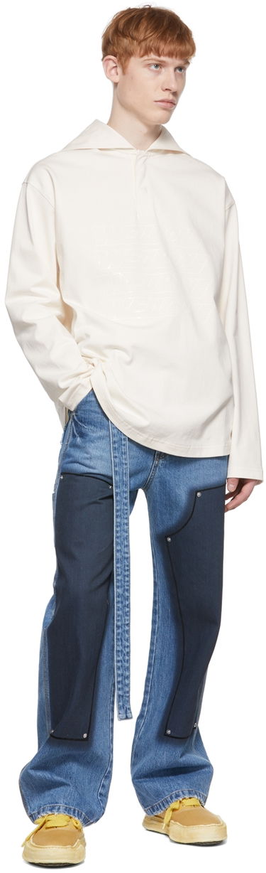 Поло тениска We11done We11done Embroidered Logo Henley Бяло | WD-TT1-22-554-U-IV, 3