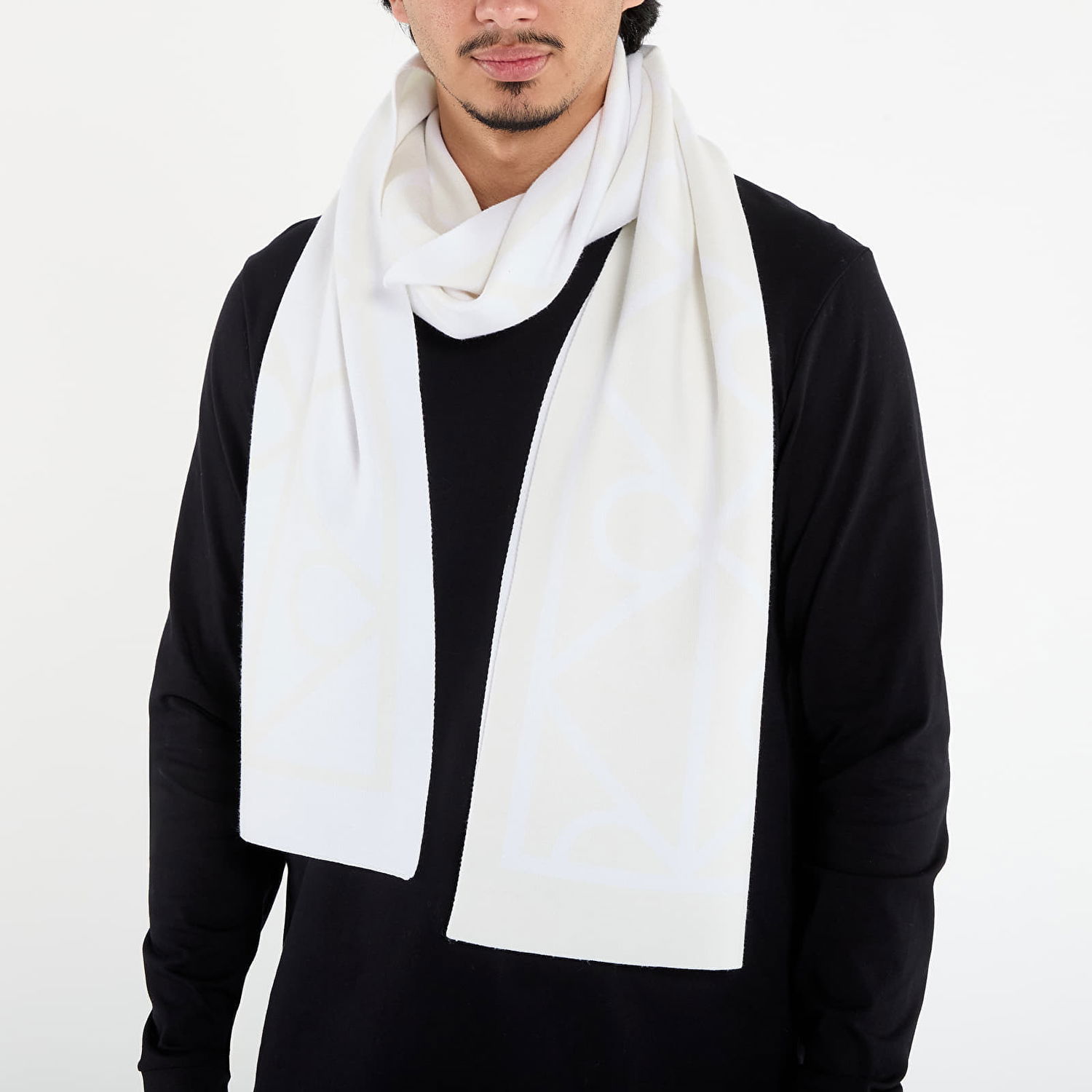Шал CALVIN KLEIN Calvin Klein Emblem Aop Fine Scarf Бяло | LV04D8051G FUP, 1