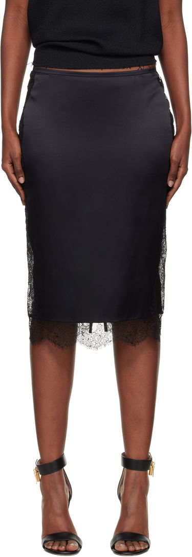 Пола Tom Ford TOM FORD Knee-Length Lace Inserts Midi Skirt Черно | GC5812-FAX1095, 0