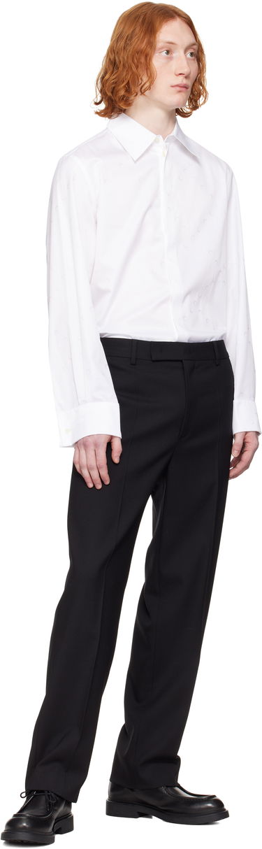 Риза Marine Serre Marine Serre 'MS' Jacquard Poplin Button Up Shirt Бяло | MSI037A CWOV0046, 4
