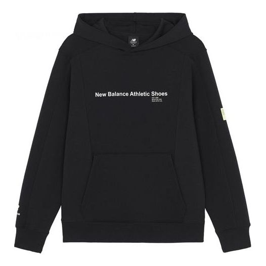 Суитчър New Balance Logo Print Pullover Hoodie Черно | AMT21362-BK