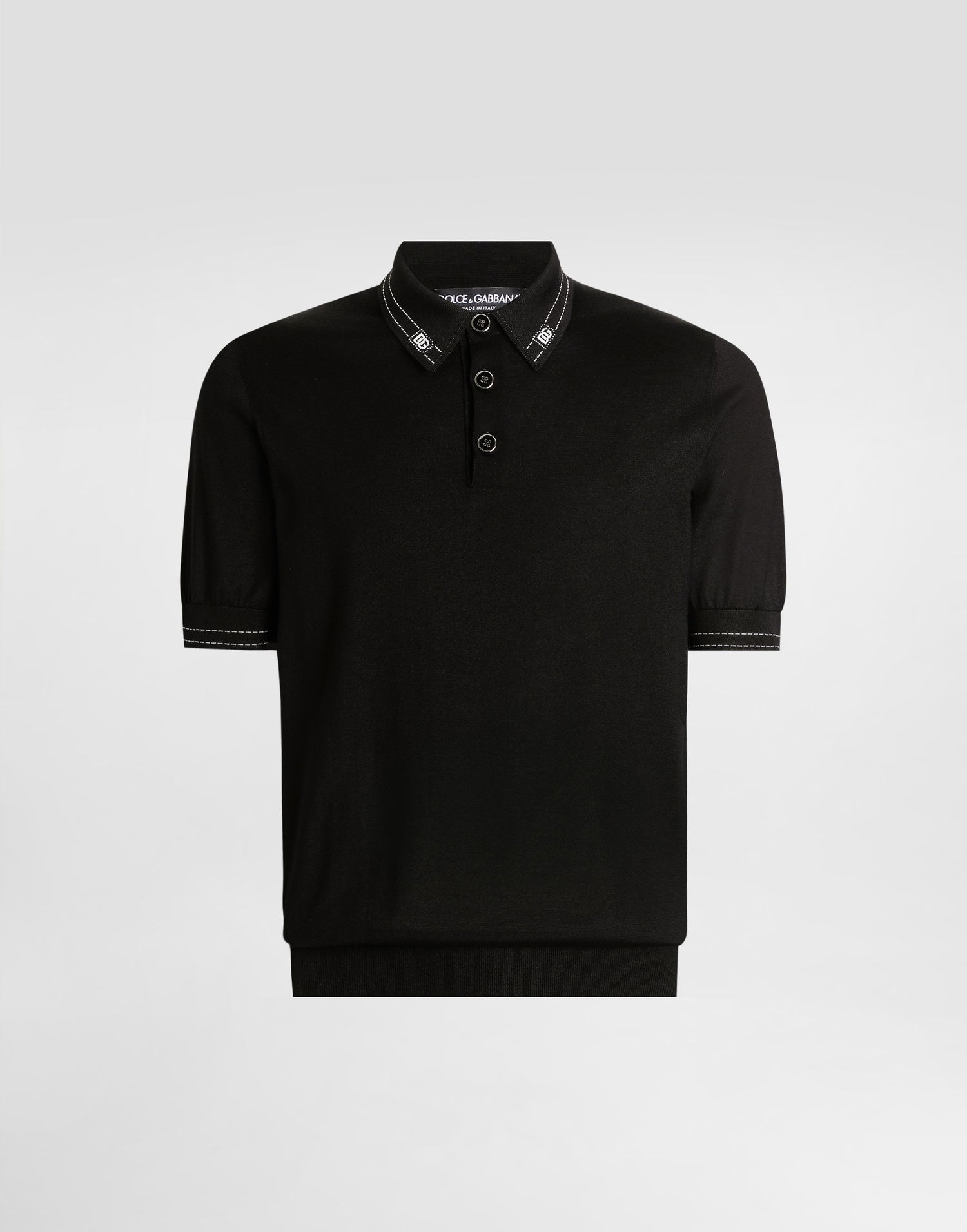Поло тениска Dolce & Gabbana Silk Polo Shirt Черно | GXZ02TJBSOIN0000, 0