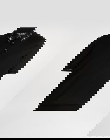 Поло тениска Dolce & Gabbana Silk Polo Shirt Черно | GXZ02TJBSOIN0000, 0