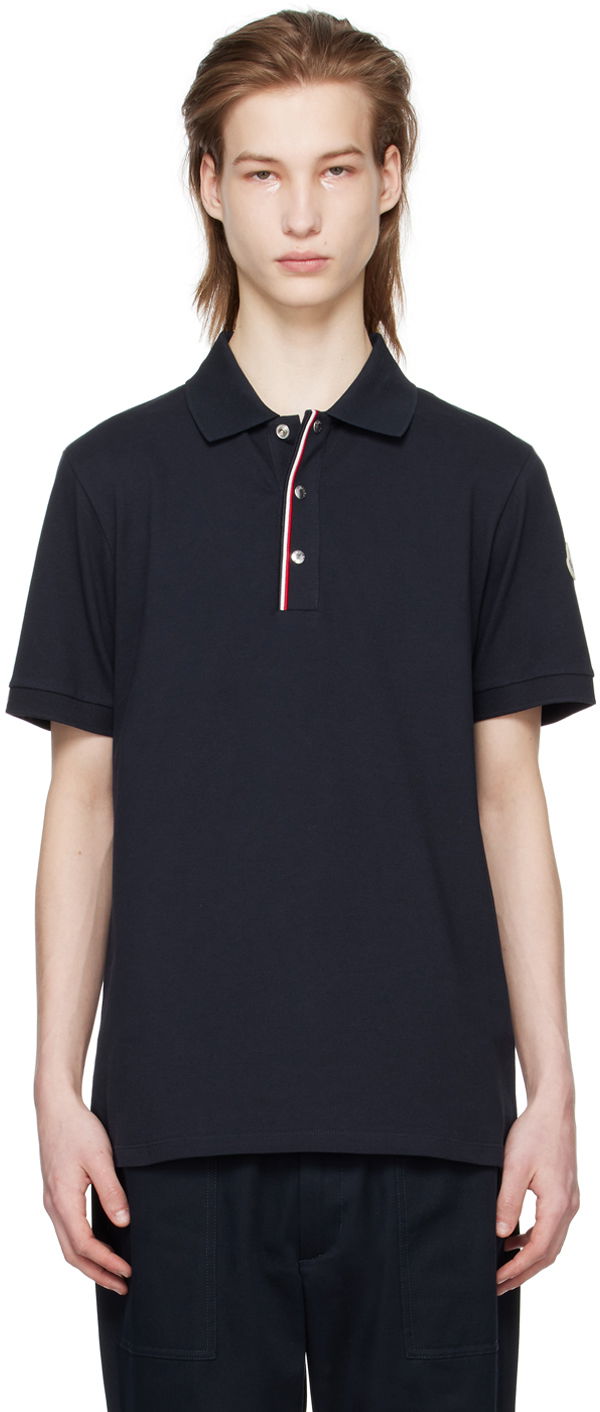 Поло тениска Moncler Press-Stud Polo Tee Тъмно синьо | J10918A00022899P0, 0