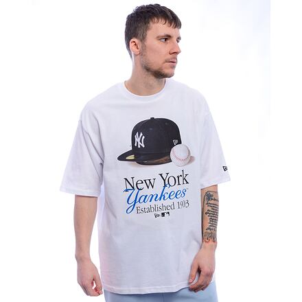 Тениска New Era New Era MLB NY Yankees Script Graphic Tee Бяло | 60596279, 0