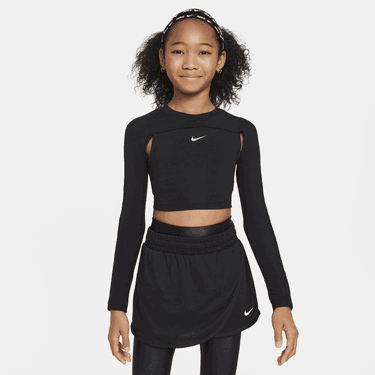 Съкратен топ Nike Dri-FIT Long Sleeve Crop Top Черно | FN9032-010, 0