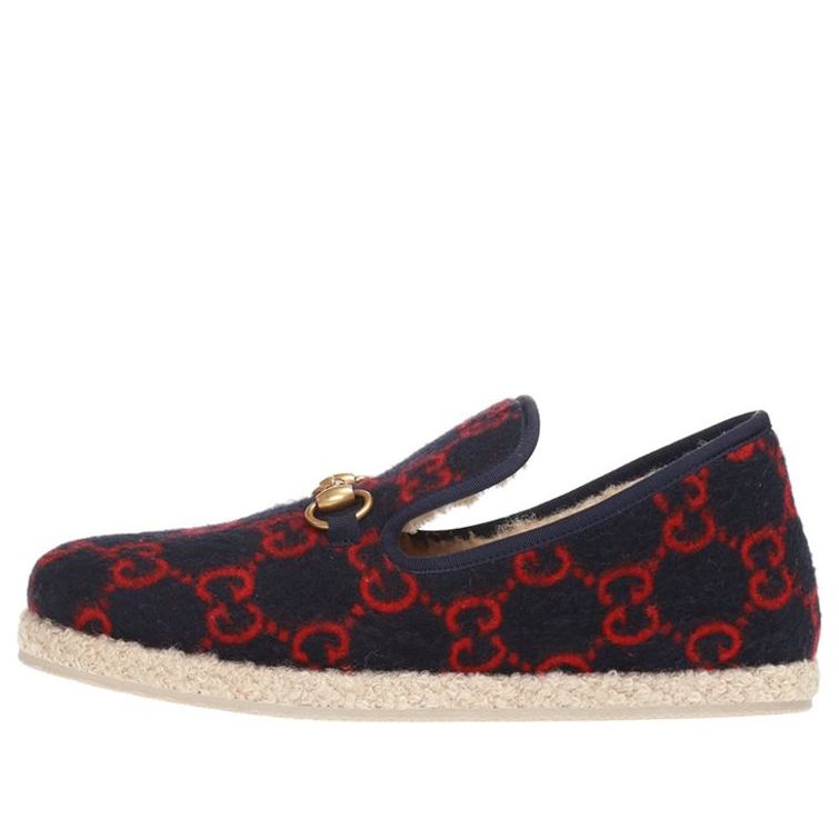 Кецове и обувки Gucci Gucci Wool Horsebit Loafers Тъмно синьо | 575850-G3840-4166