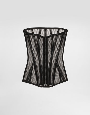 Риза Dolce & Gabbana Dolce & Gabbana Mesh Tulle Corset Top Черно | F7AG8TFLSK8N0000, 0