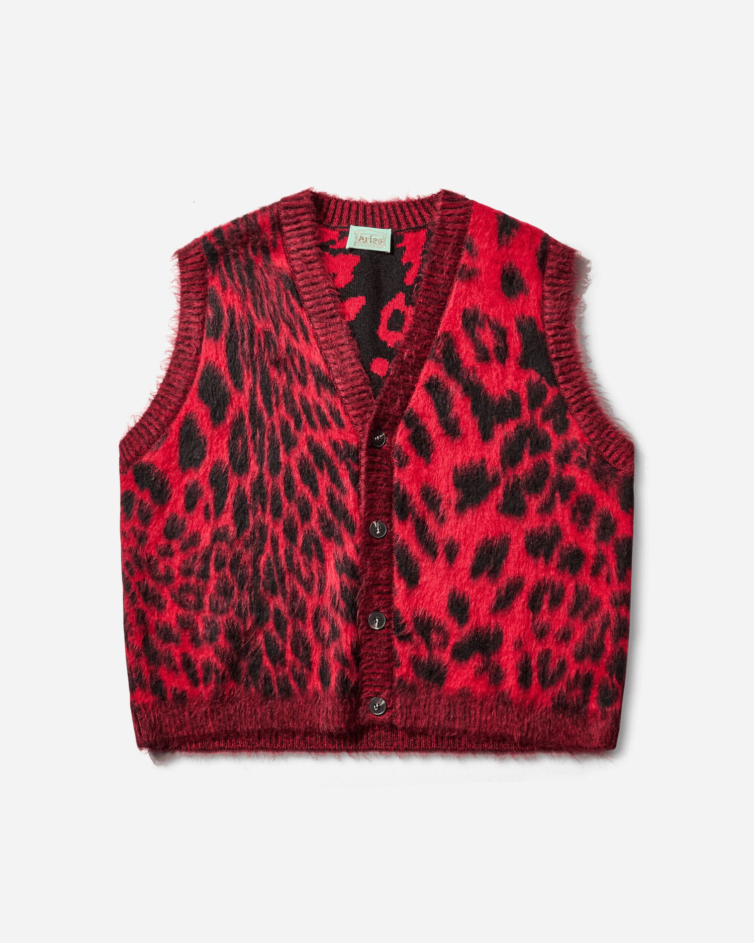 Жилетка Aries Brushed Leopard Print Vest Червено | AR4004104 Red, 1