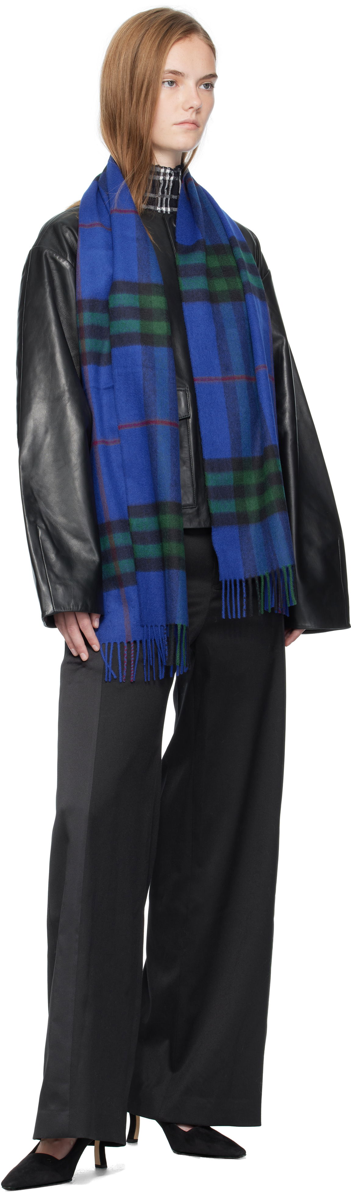 Шал Burberry Burberry Check Cashmere Scarf Синьо | 8112630, 1