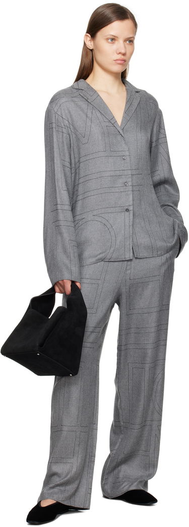 Риза TOTEME TOTEME Monogram Flannel Pajama Shirt Сиво | 251-WRT976-FB0080, 3