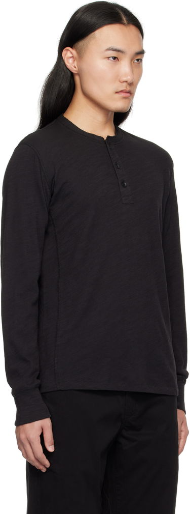 Тениска rag & bone Flame Long Sleeve Henley Черно | M000T676G, 4