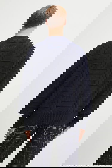 Пуловер KENZO Kenzo Gots Kenzo Weave Patterned V-Neck Cardigan Тъмно синьо | FF55CA7073CB, 2