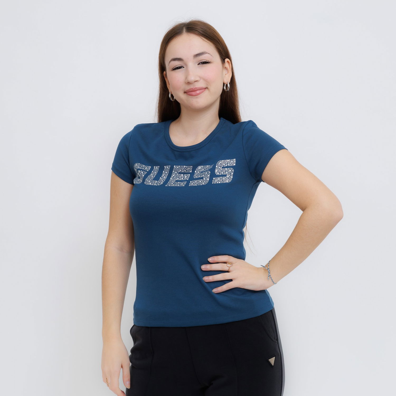 Тениска GUESS Guess Kiara Short Sleeve T-Shirt Синьо | V4BI16KCIV1-G7HG, 0