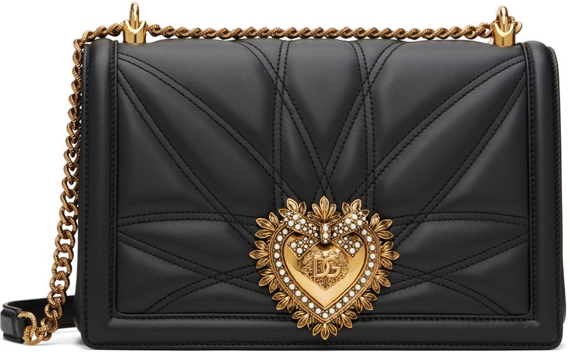 Дамска чанта Dolce & Gabbana Black Medium Devotion Bag Черно | BB7100 AW437