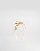 Headband with Rhinestones, Enamel Flowers and Leaves