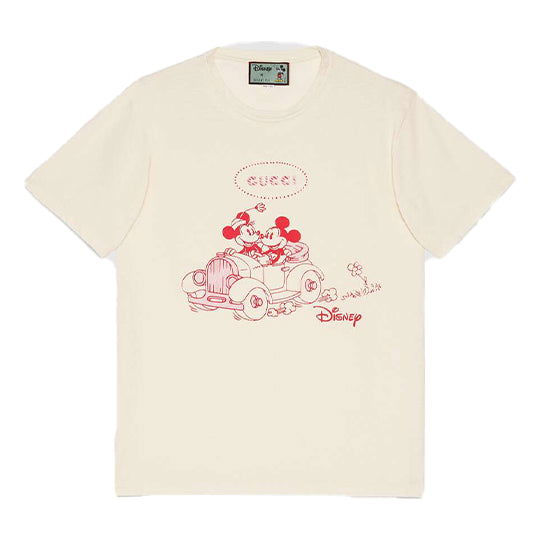 Тениска Gucci Disney x  Mickey Printed Retro T-Shirt Бяло | 604176-XJB6T-9230