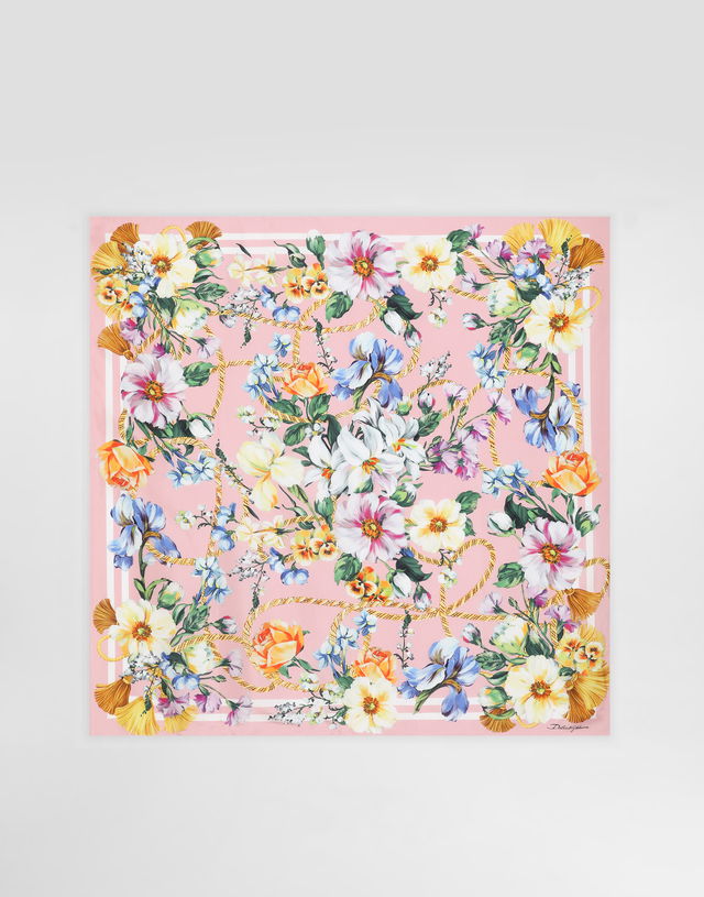 Dolce & Gabbana Floral Print Silk Twill Square Scarf