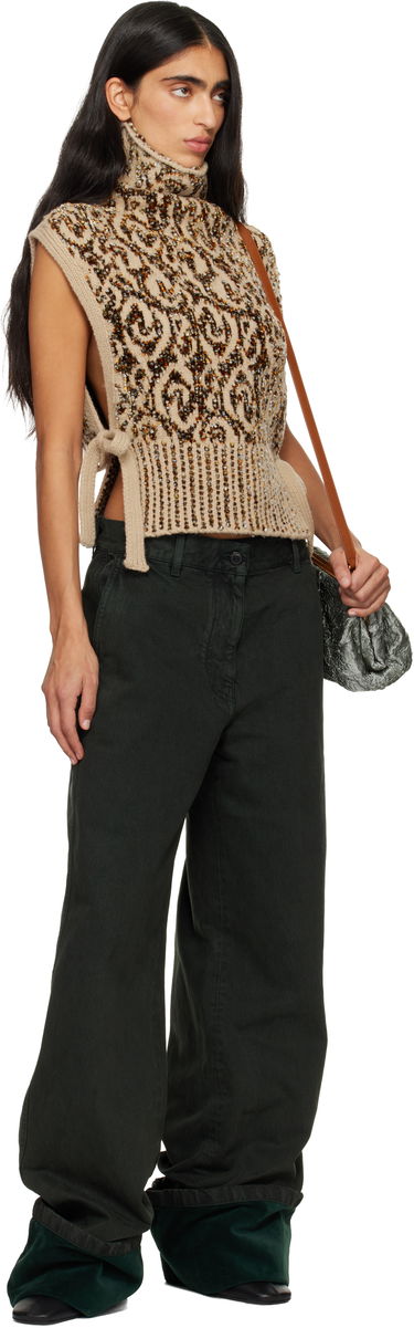 Жилетка Dries Van Noten Turtleneck Jacquard Side-tie Dickey Бежово | 252-011247-2734, 3