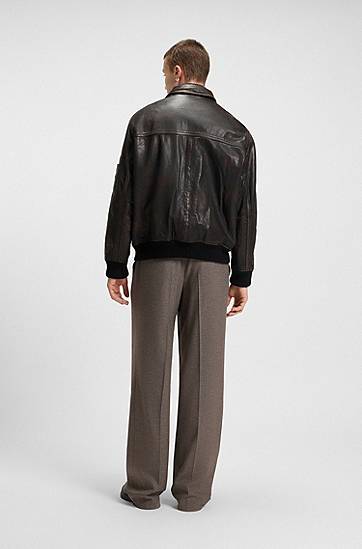 Яке BOSS Regular-Fit Treated Leather Jacket Черно | 50541865, 1