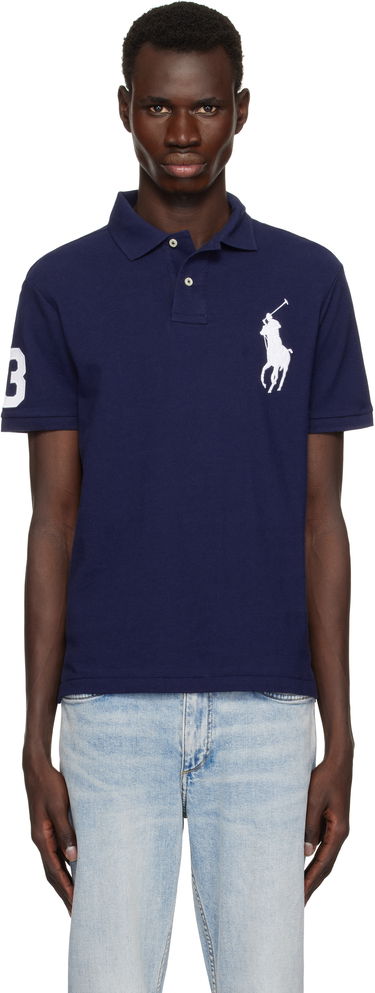 Поло тениска Polo by Ralph Lauren Ralph Lauren Custom Slim Fit Big Pony Mesh Polo Тъмно синьо | 710688969004, 0