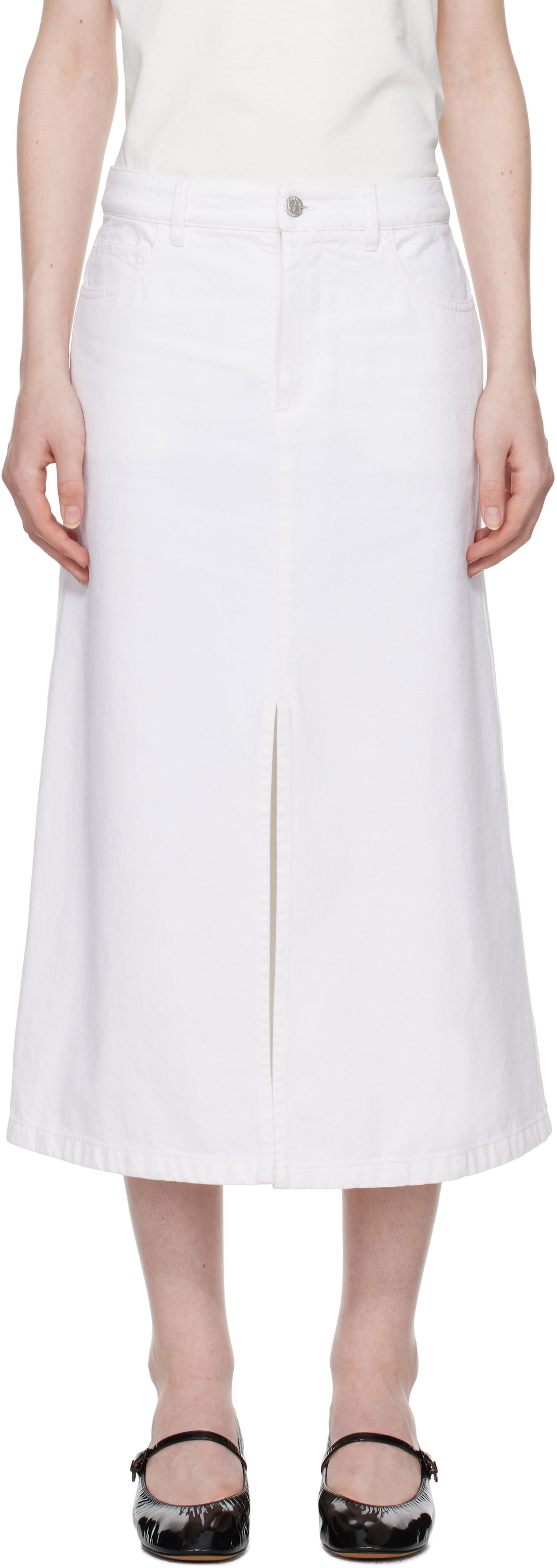 Пола A.P.C. Denim Midi Skirt with Front Slit Бяло | COGZV-F06423, 0