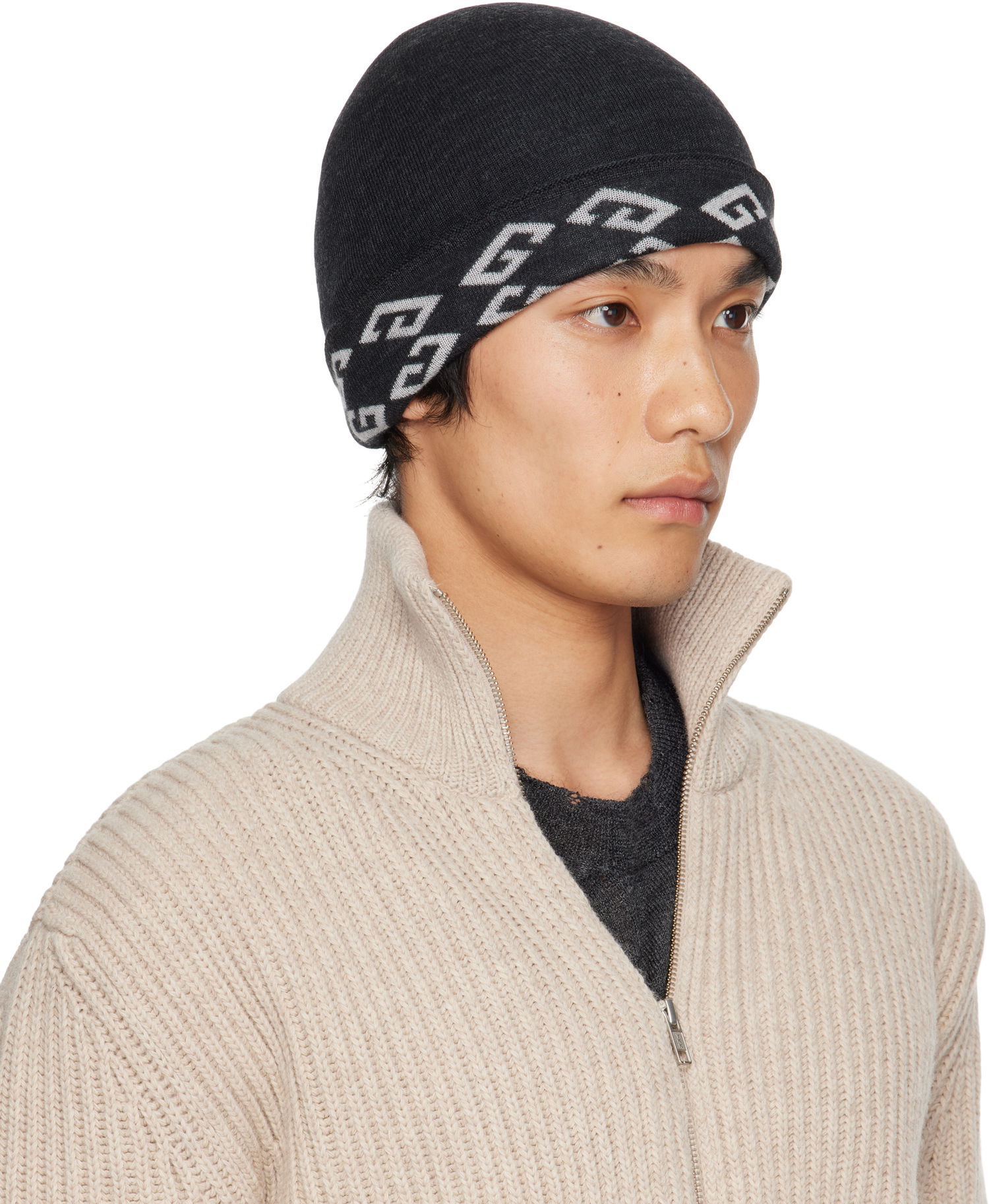 Шапка Givenchy Givenchy 1972 Monogram Reversible Beanie Черно | 710003975001-U7930, 1