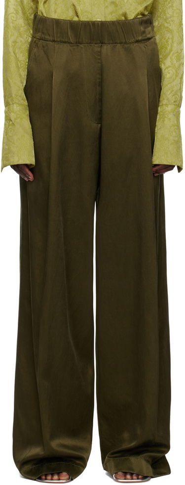 Панталони Dries Van Noten Dries Van Noten Elasticated Wide-Leg Trousers Зелено | 251-010910-1426, 0