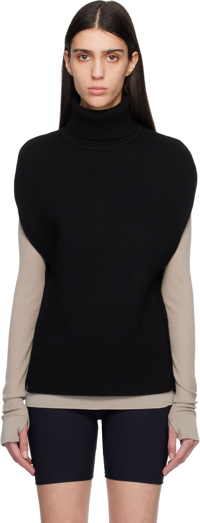 Double-Knit Cape Turtleneck