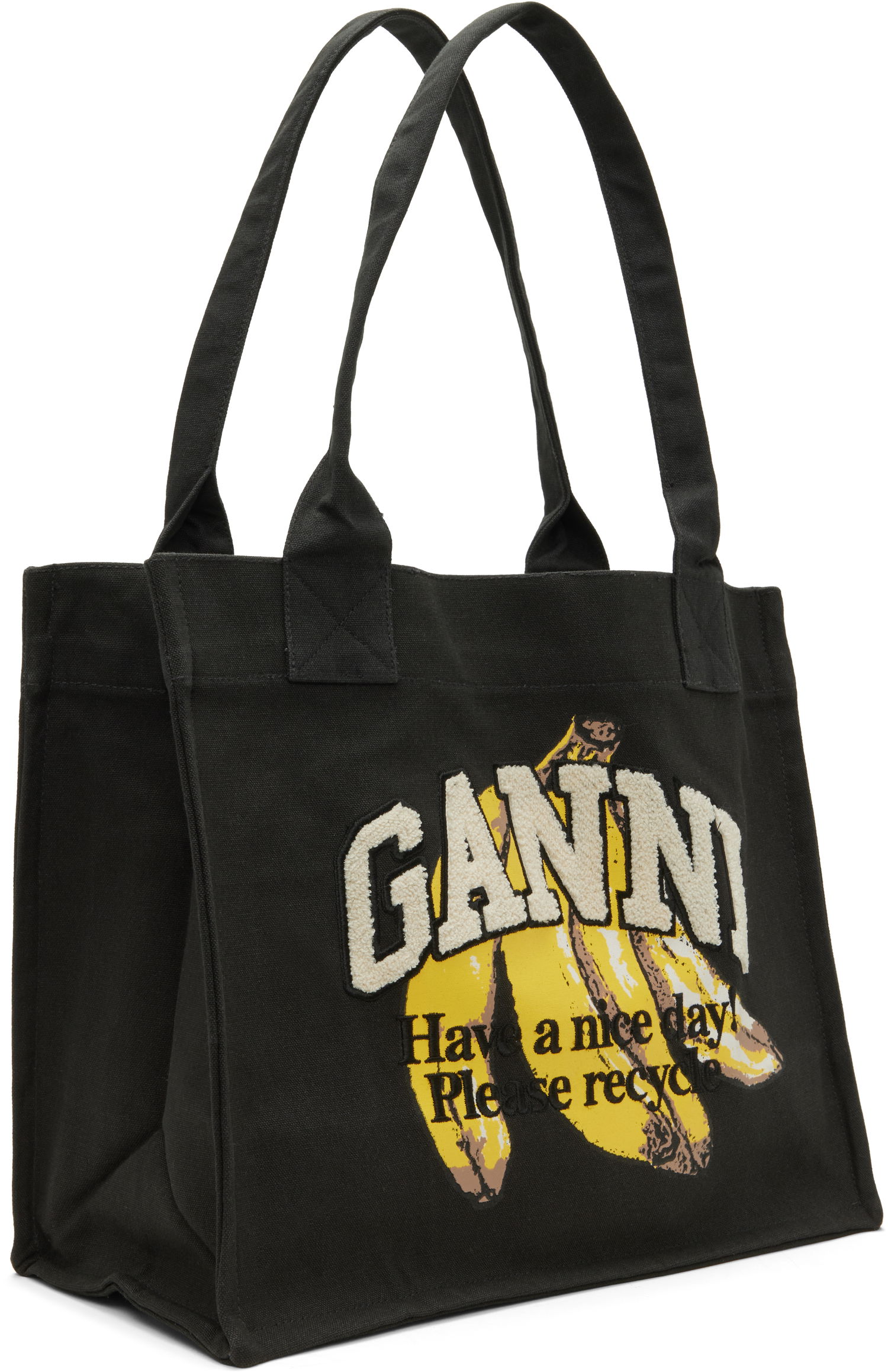 Голяма пазарска чанта GANNI Banana Large Tote Черно | A6897, 1