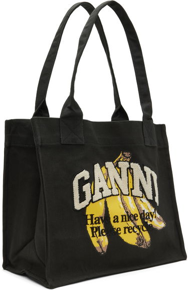 Голяма пазарска чанта GANNI Banana Large Tote Черно | A6897, 1
