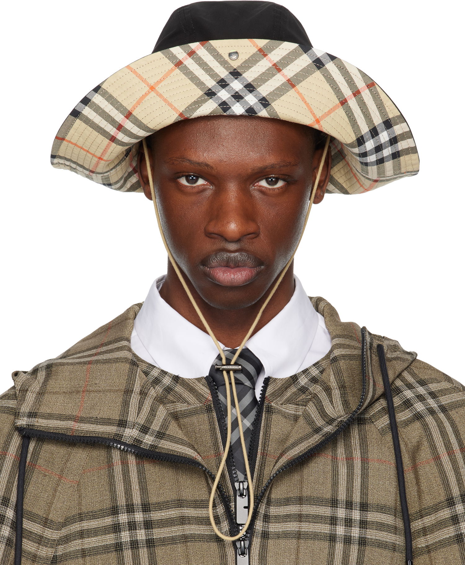 Шапка Burberry Burberry Check Brim Gabardine Bucket Hat Бежово | 8112364, 0