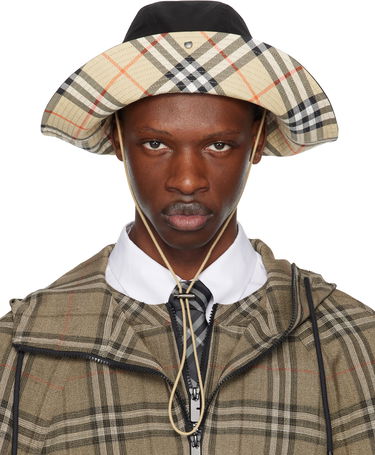 Шапка Burberry Burberry Check Brim Gabardine Bucket Hat Бежово | 8112364, 0