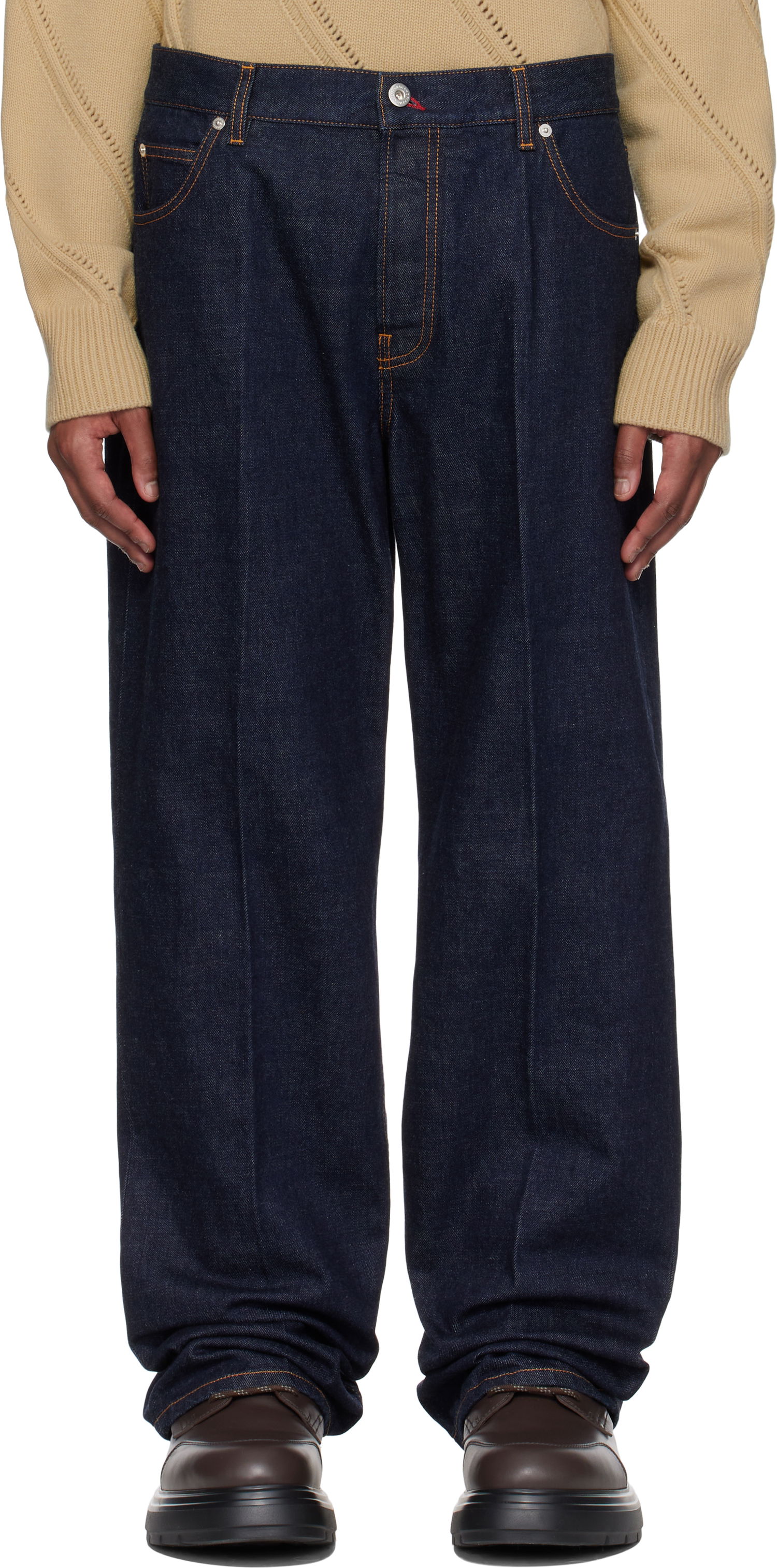 Дънки FERRAGAMO Ferragamo Straight-Leg Jeans Синьо | 780559, 0