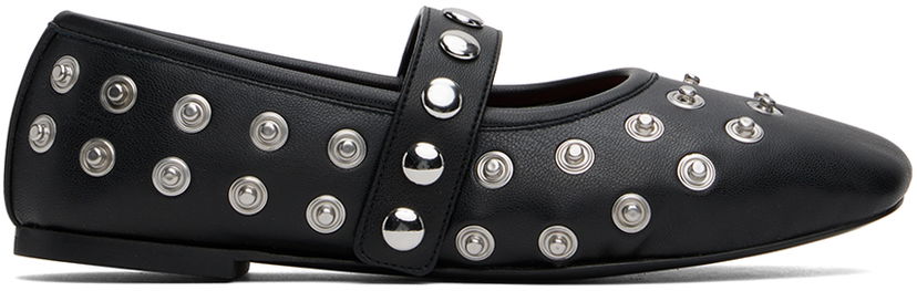 Кецове и обувки Stella McCartney Stella McCartney Ryder Popper-Studded Ballerina Flats Черно | 810473W1IL0