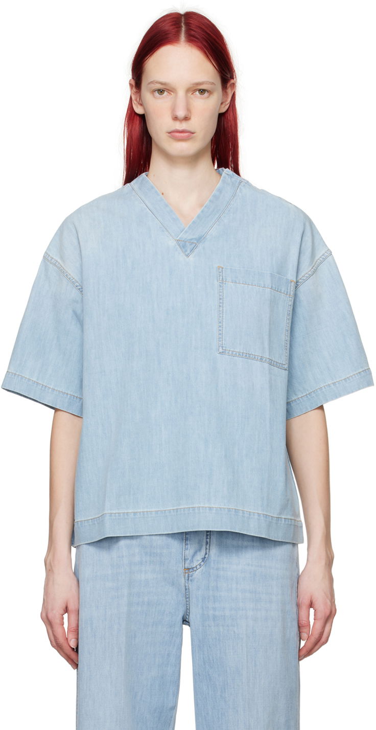 Риза Bottega Veneta Denim Shirt Синьо | 774676 V3N60