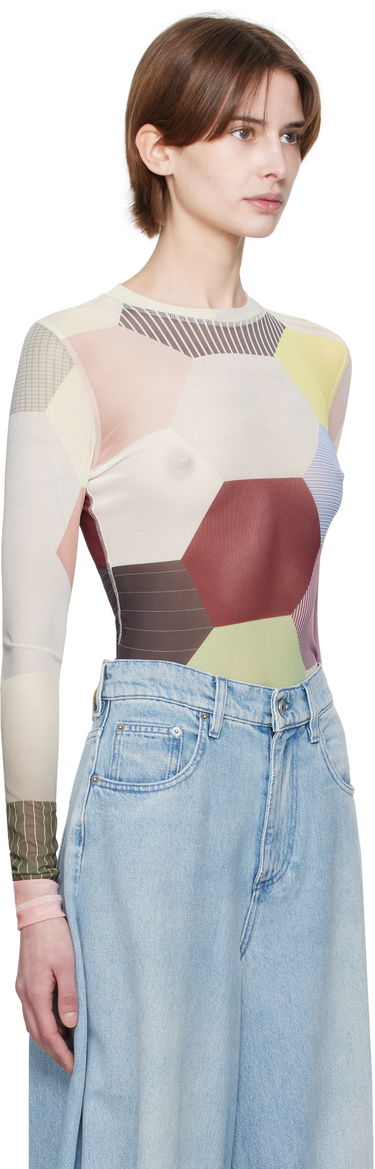 боди JW Anderson JW Anderson Patchwork Print Sheer Long Sleeve T-Shirt Многоцветен | JO0138-PG1722, 1