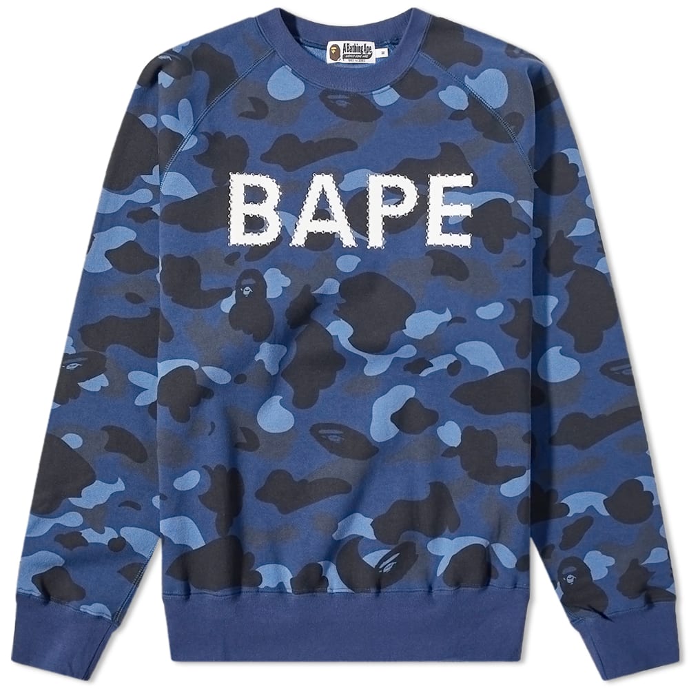 Пуловер BAPE Colour Camo Crystal Stone Relaxed Fit Crewneck Тъмно синьо | 001SWI801008M-NVY, 0
