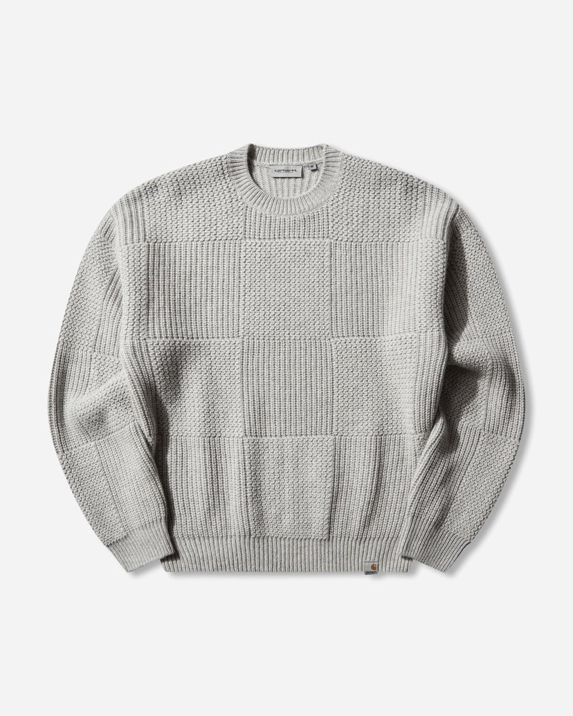 Пуловер Carhartt WIP Bishop Textured Paneled Knit Crewneck Sweater Сиво | I035591 3GEXX