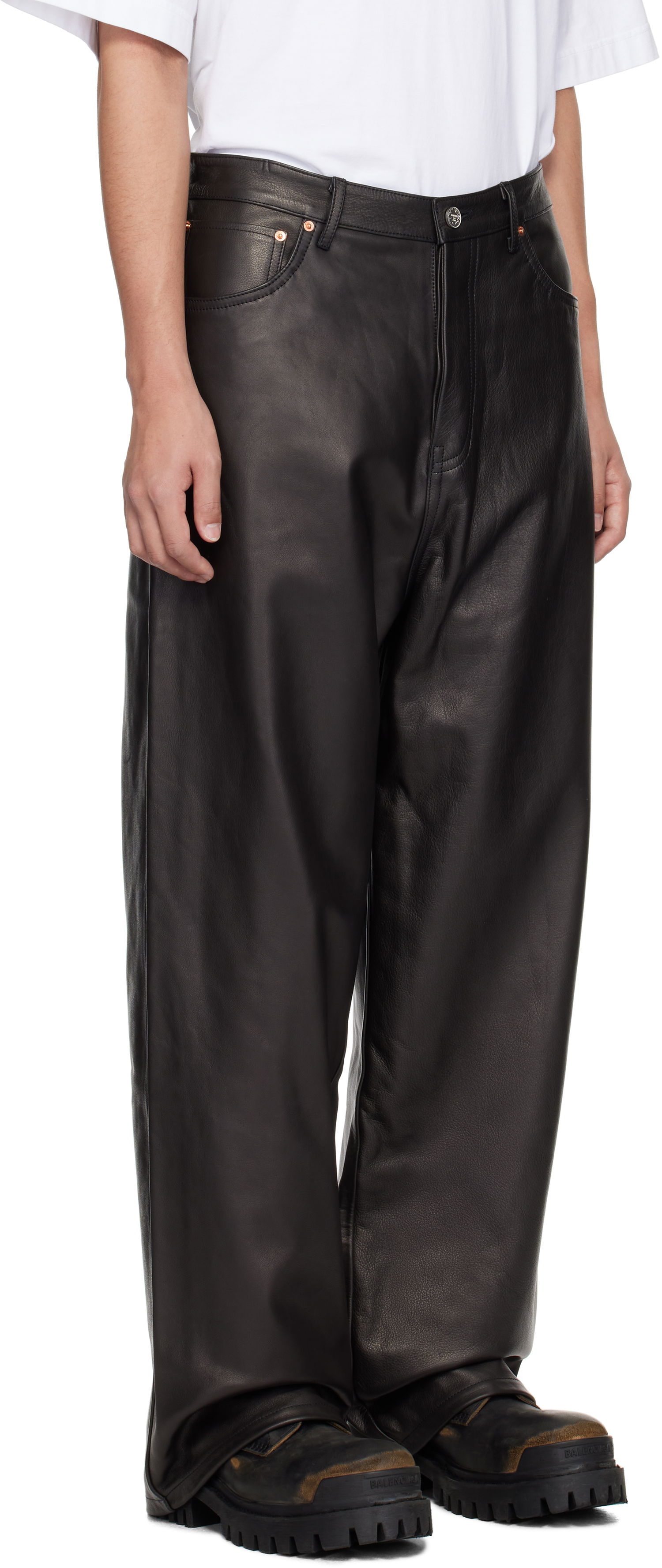 Панталони VETEMENTS Vetements Grained Leather Pants Черно | UA66PA200B, 1